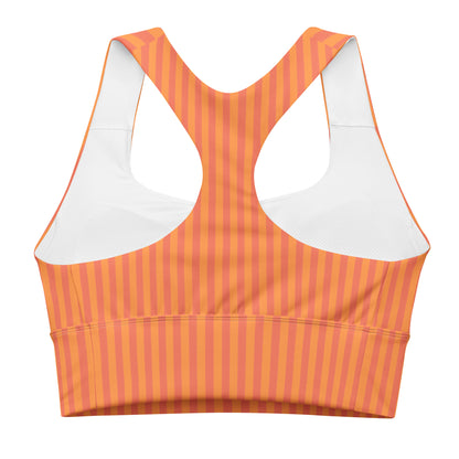 Orange Stripes Pattern Sports Bra