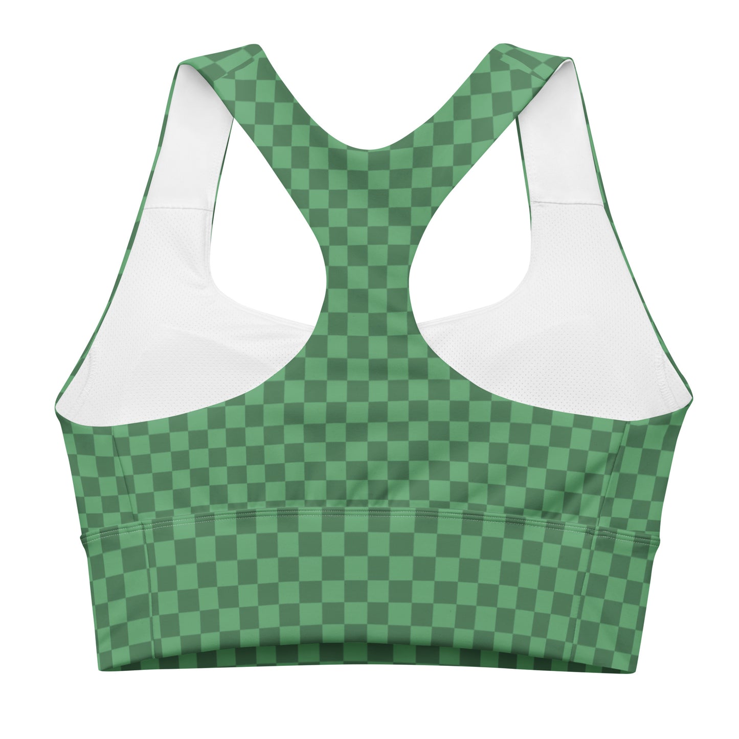 Forest Green Checked Pattern Sports Bra