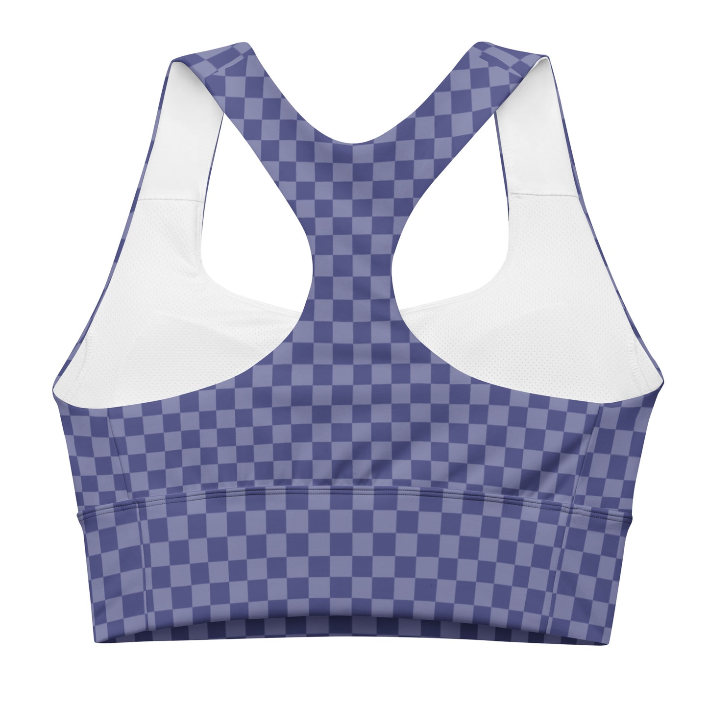 Dark Blue Checked Pattern Sports Bra