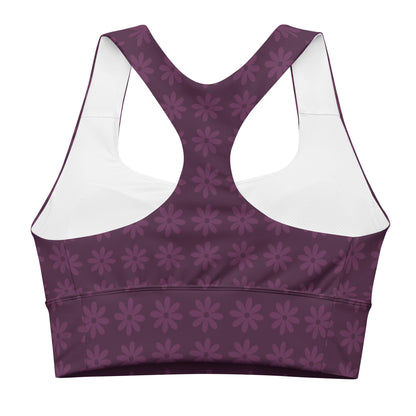 Purple Daisy Pattern Sports Bra