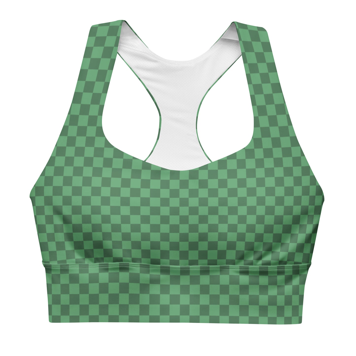 Forest Green Checked Pattern Sports Bra