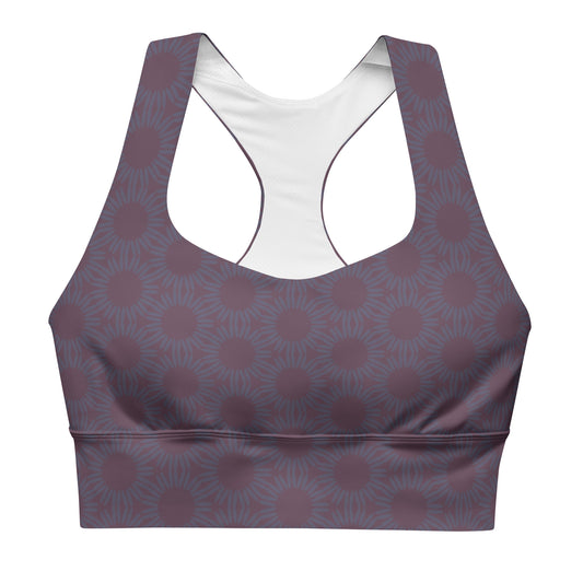 Burgundy Sunflower Pattern Sports Bra