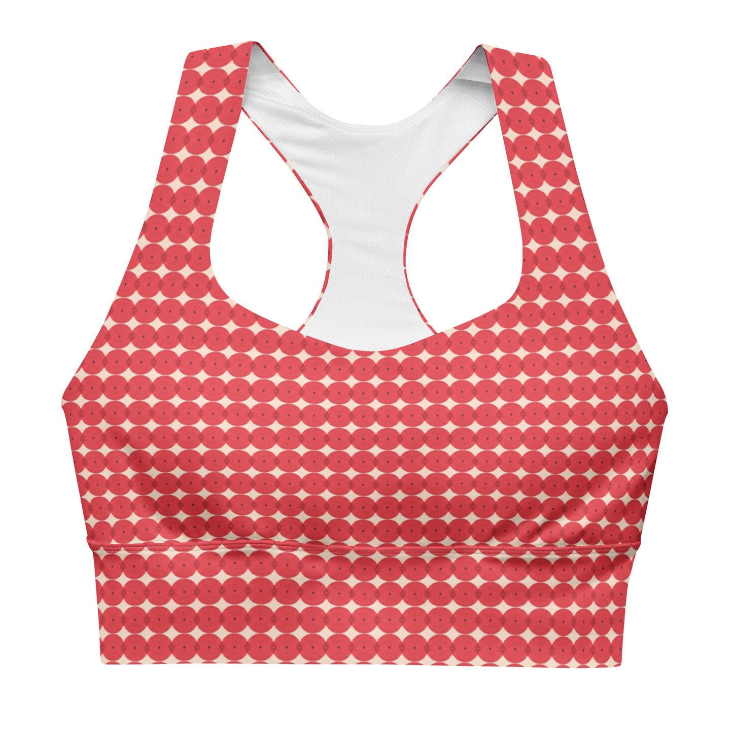 Red Circles Design Pattern Sports Bra