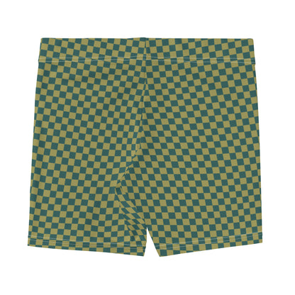 Petrol Blue and Army Green Checked Pattern Sports Shorts