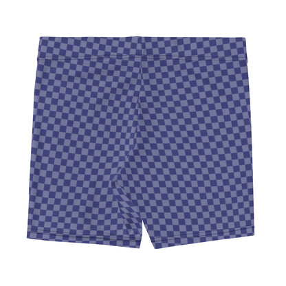 Dark Blue Checked Pattern Sports Shorts