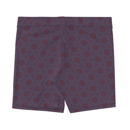 Burgundy Sunflower Sports Shorts