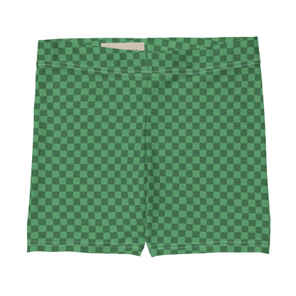 Forest Green Checked Pattern Sports Shorts