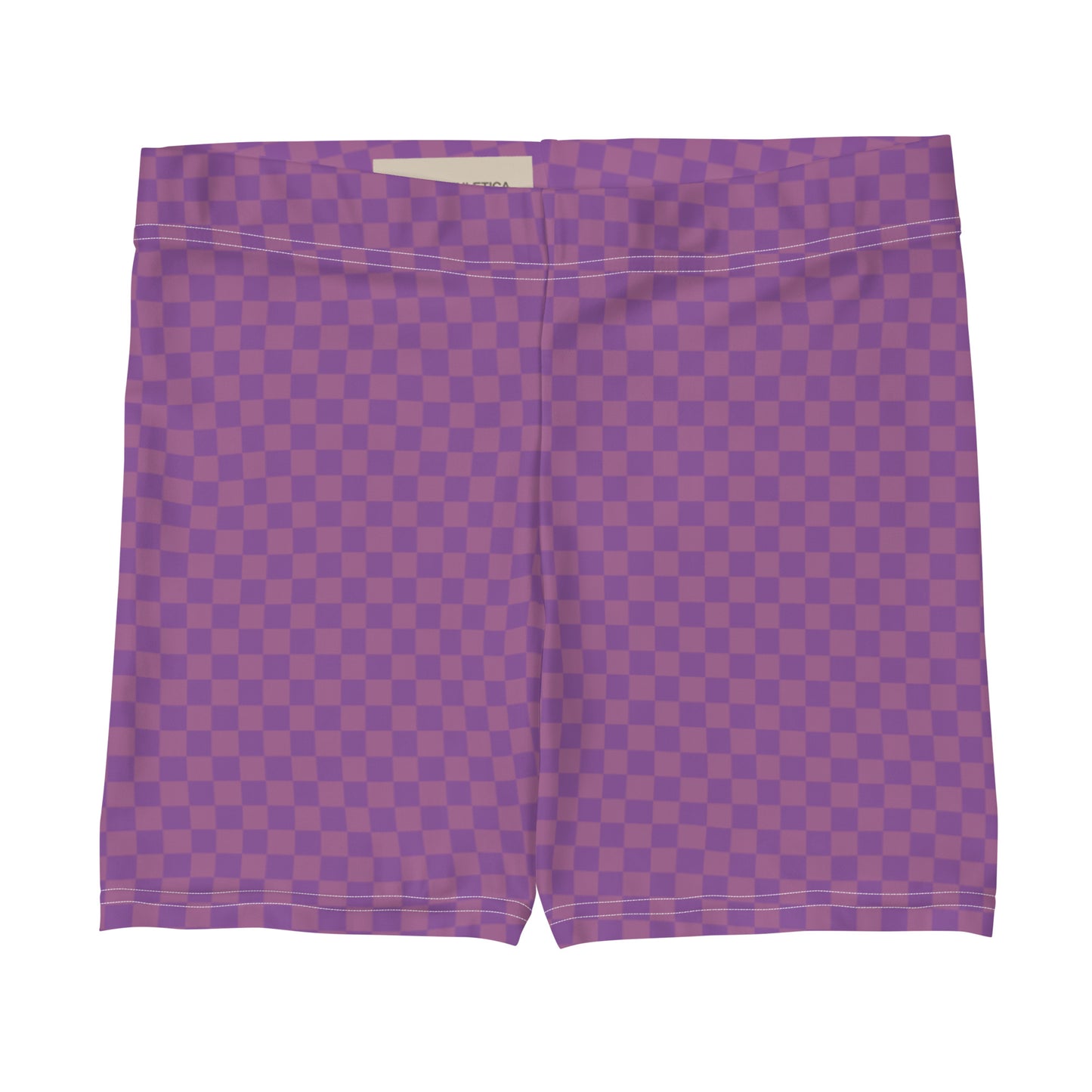 Dark Pink Checked Pattern Sports Shorts