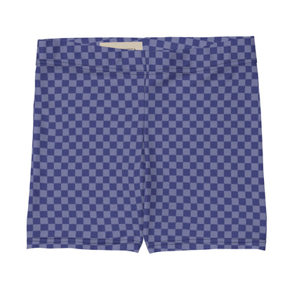 Dark Blue Checked Pattern Sports Shorts