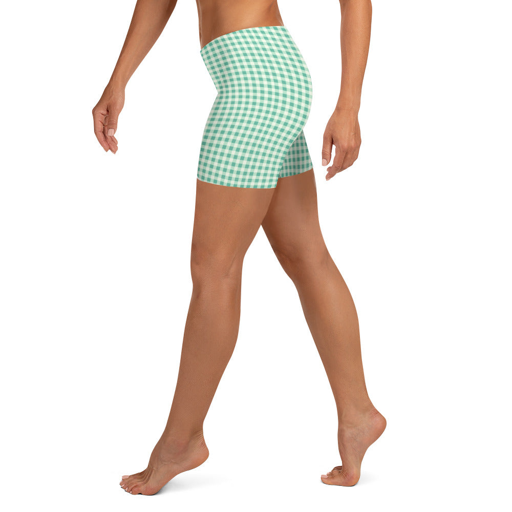 Green Vichy Pattern Sports Shorts