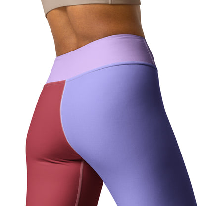 Red and Violet Fusion High-Waist Leggings