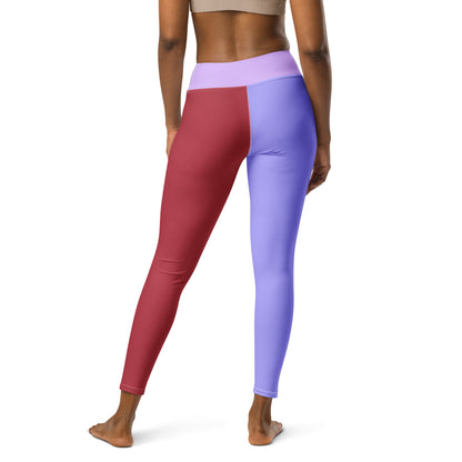 Red and Violet Fusion High-Waist Leggings