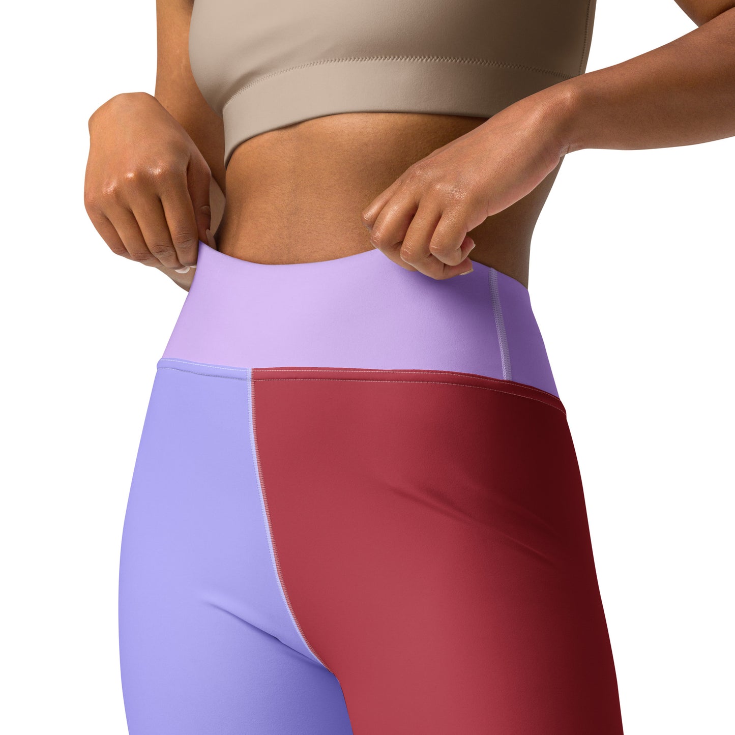 Red and Violet Fusion High-Waist Leggings