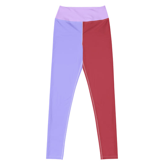 Red and Violet Fusion High-Waist Leggings