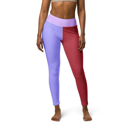 Red and Violet Fusion High-Waist Leggings