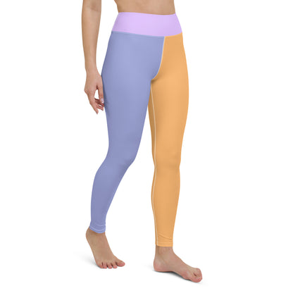 Orange and Lilac Fusion High-Waist Leggings